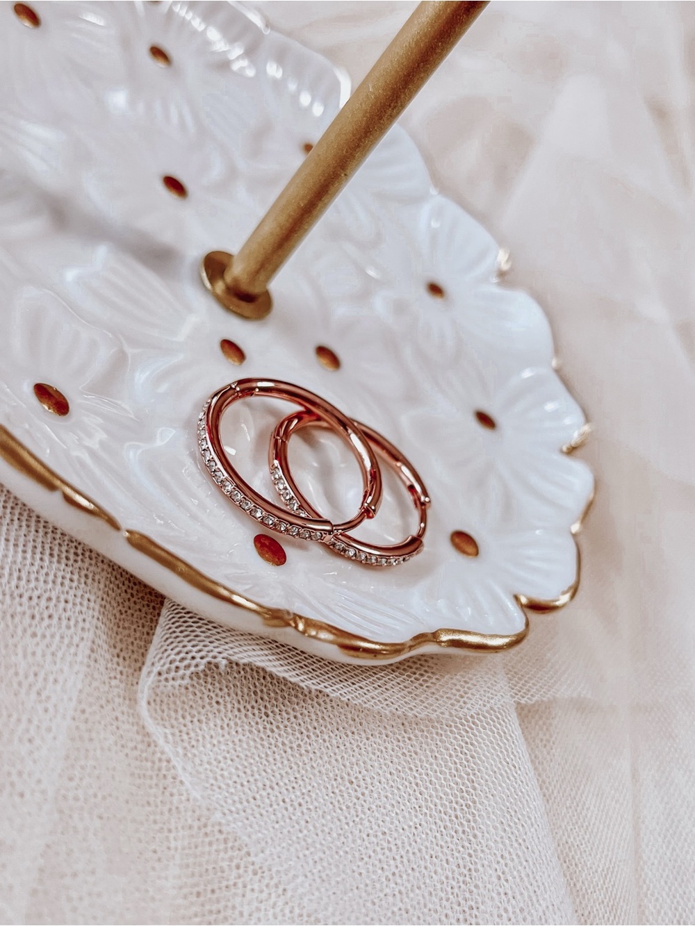 Rose Gold Hoop Earrings w/Austrian Crystals